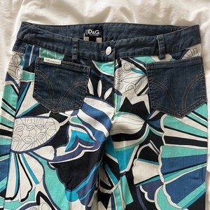 Vintage Dolce & Gabbana Printed Jeans Bootleg Cut, Size 27